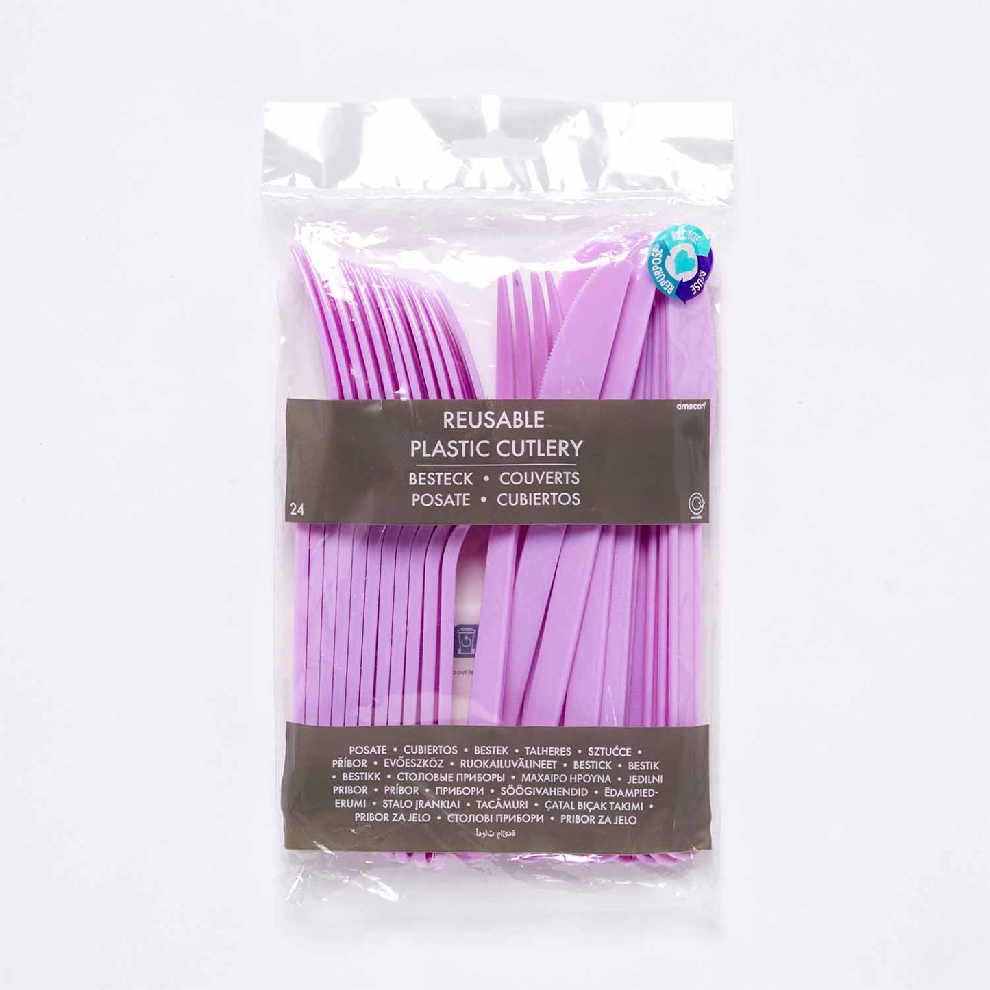 9915411 - Lavender Mixed Plastic Cutlery - 12 PKG/24