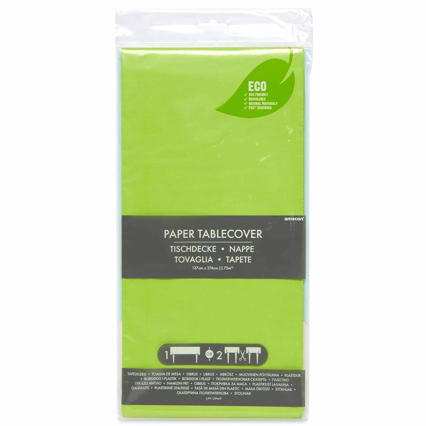 9915404 - Lime Cordial Paper Tablecovers 1.37m x 2.74m - 12 PC