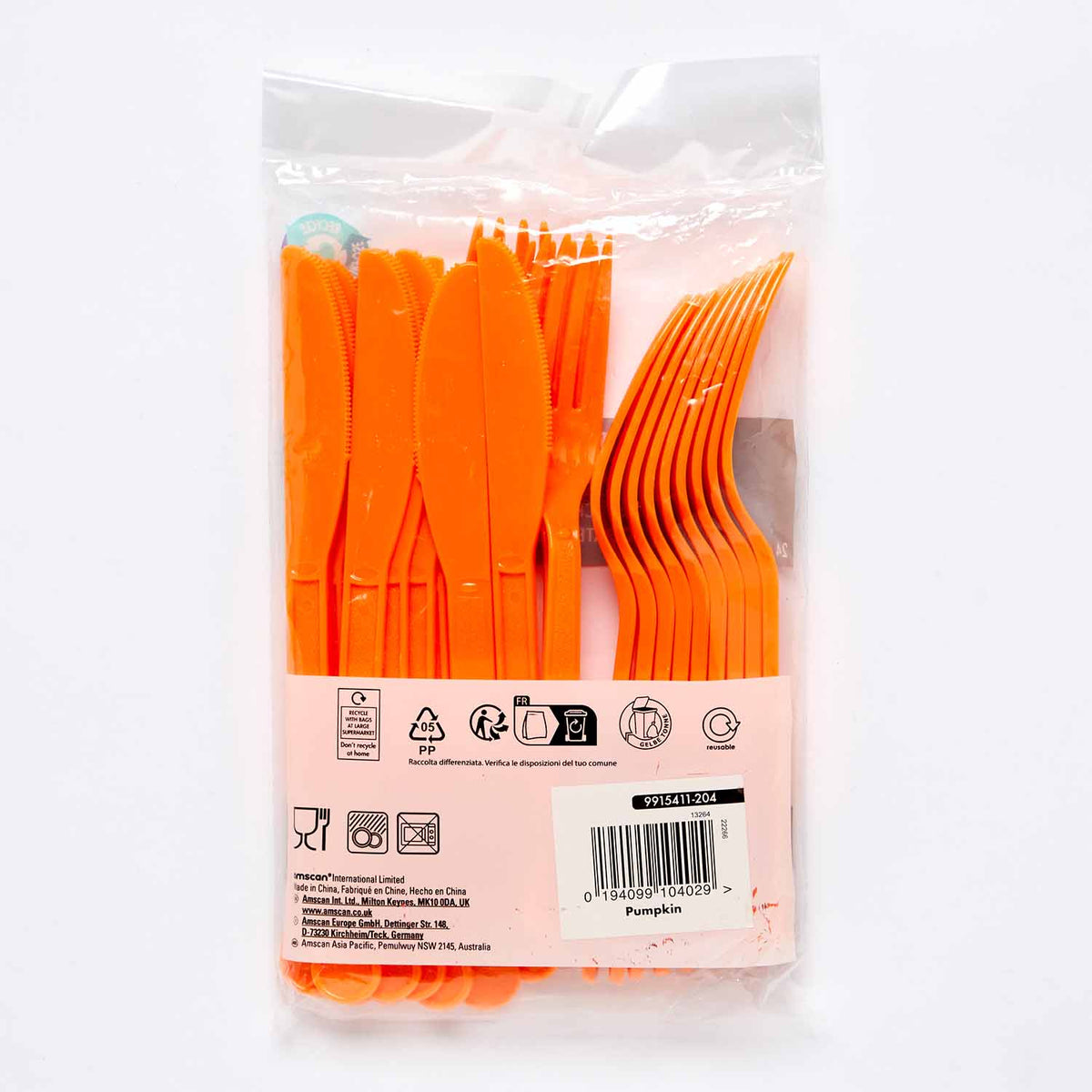 9915411 - Pumpkin Mixed Plastic Cutlery - 12 PKG/24