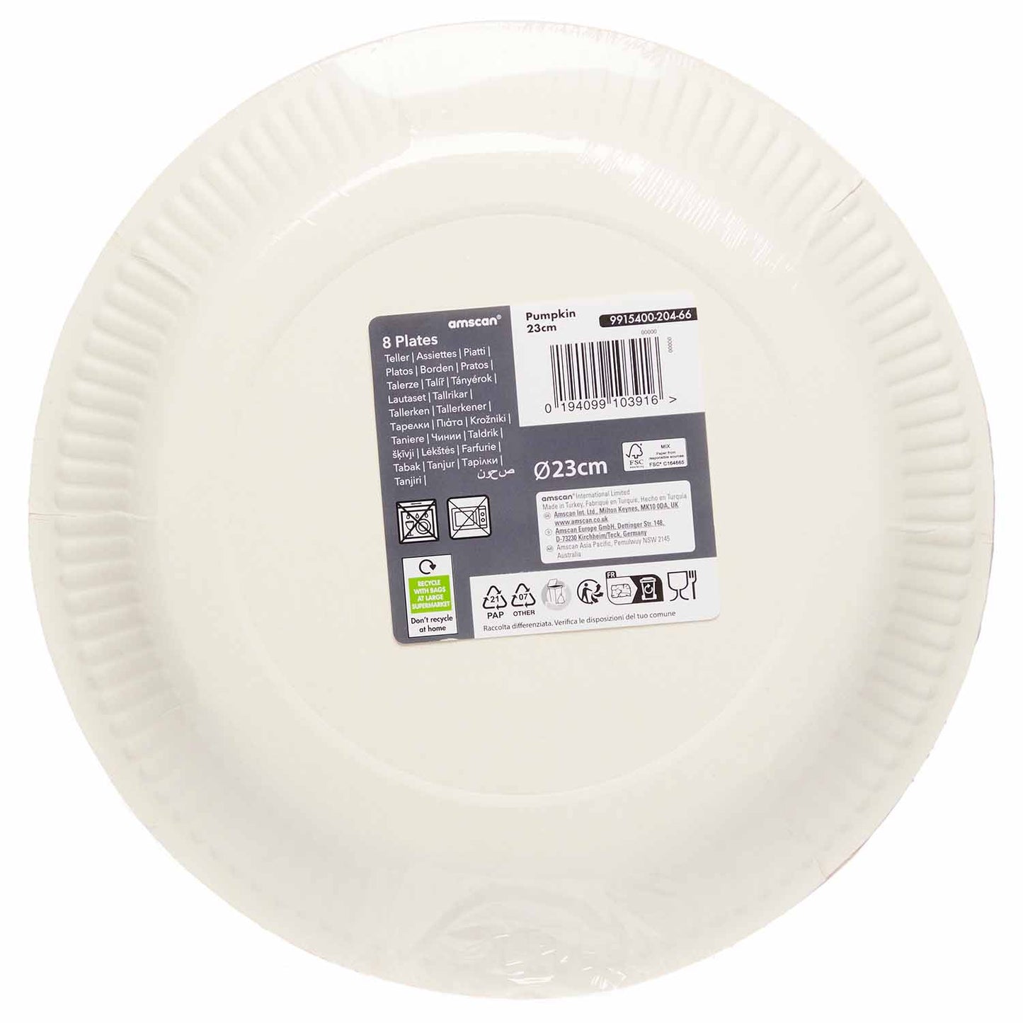 9915400 - Pumpkin Paper Plates 23cm - 12 PKG/8