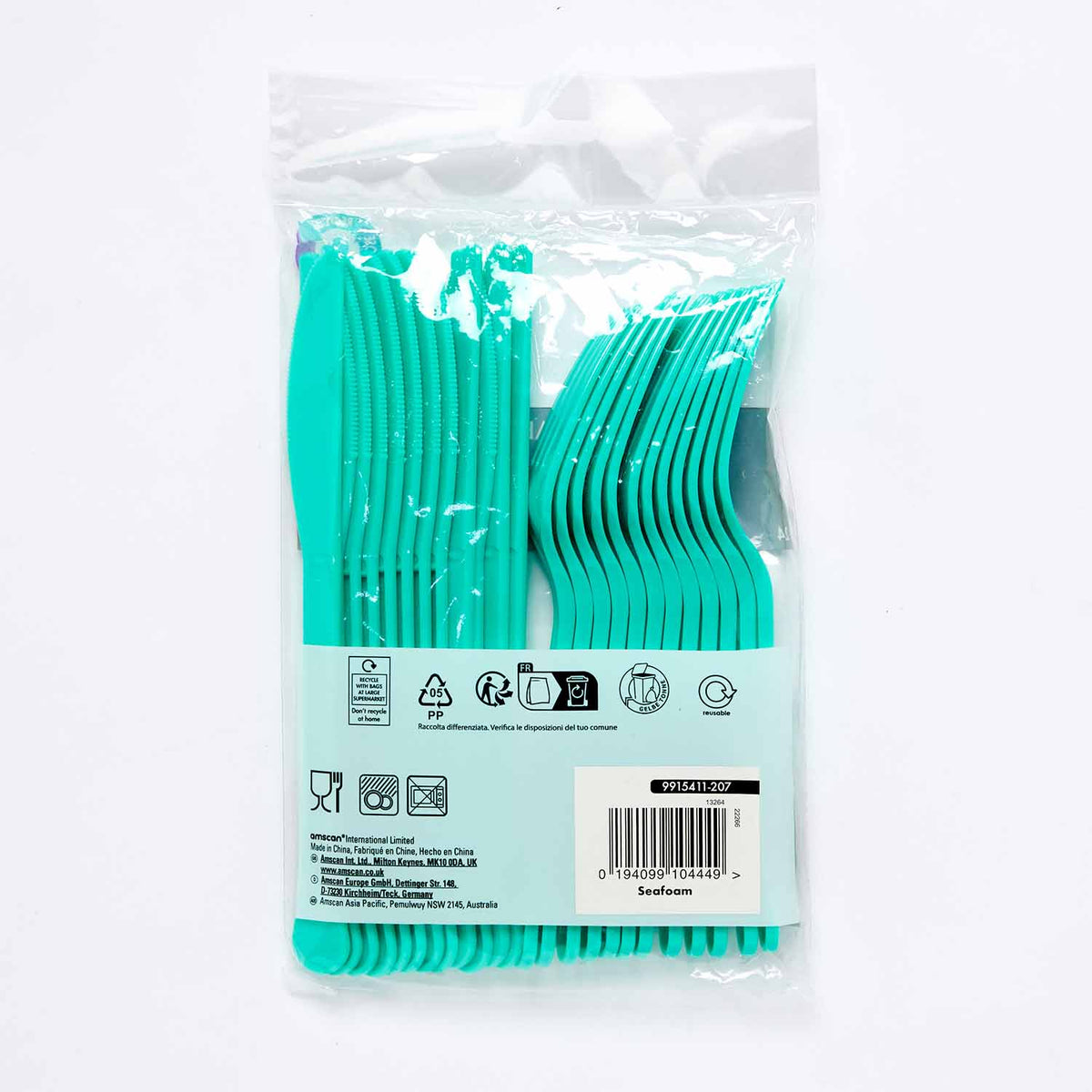 9915411 - Seafoam Mixed Plastic Cutlery - 12 PKG/24