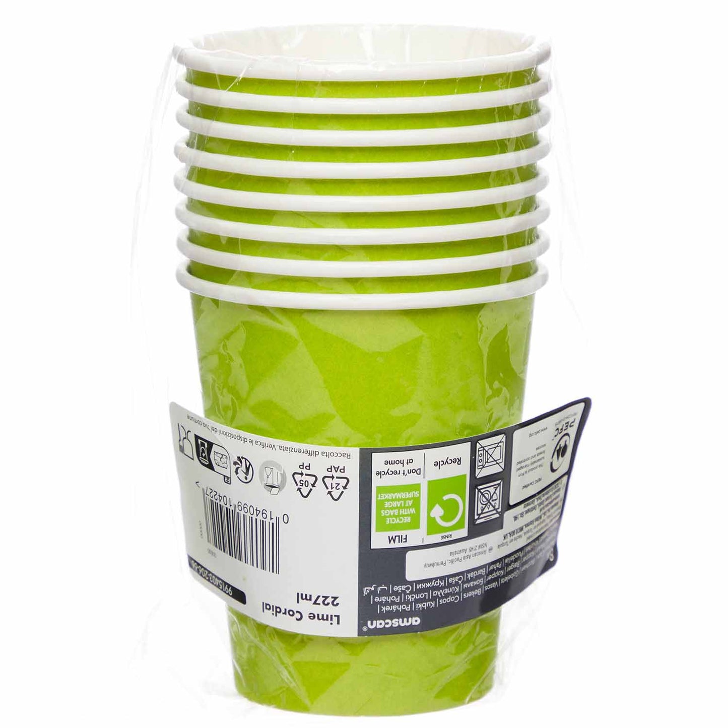9915403 - Lime Cordial Paper Cups 237ml - 12 PKG/8