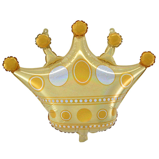 9917366 IP X5 - Golden Crown Large Shape Foil Balloons 26"/66cm x 20"/51cm P35 - 5 PC