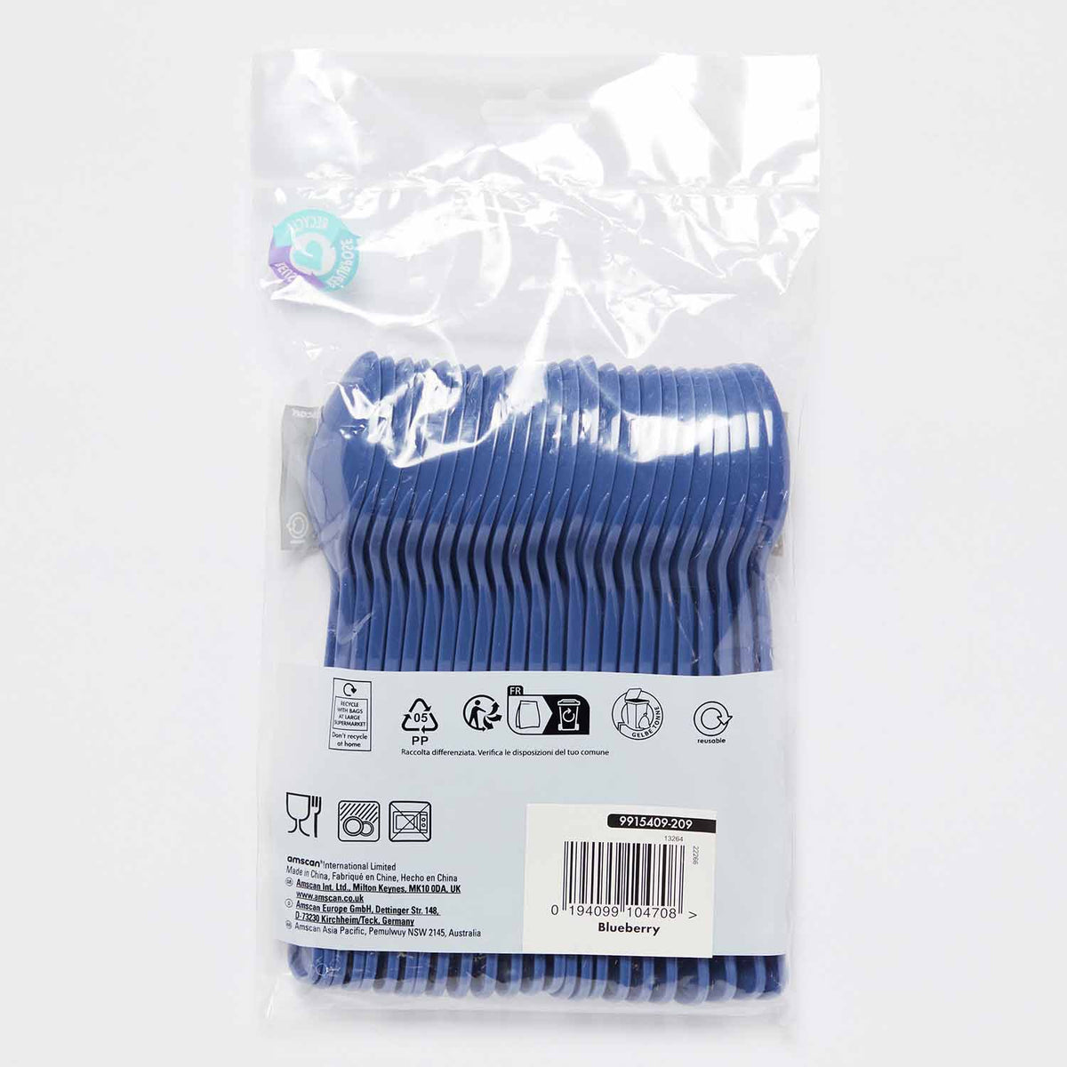 9915409 - Blueberry Plastic Spoons - 12 PKG/24