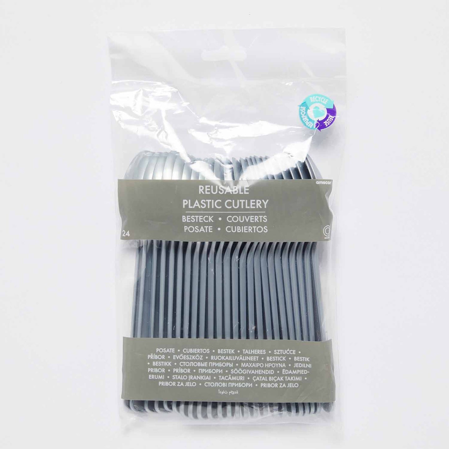 9915409 - Graphite Plastic Spoons - 12 PKG/24