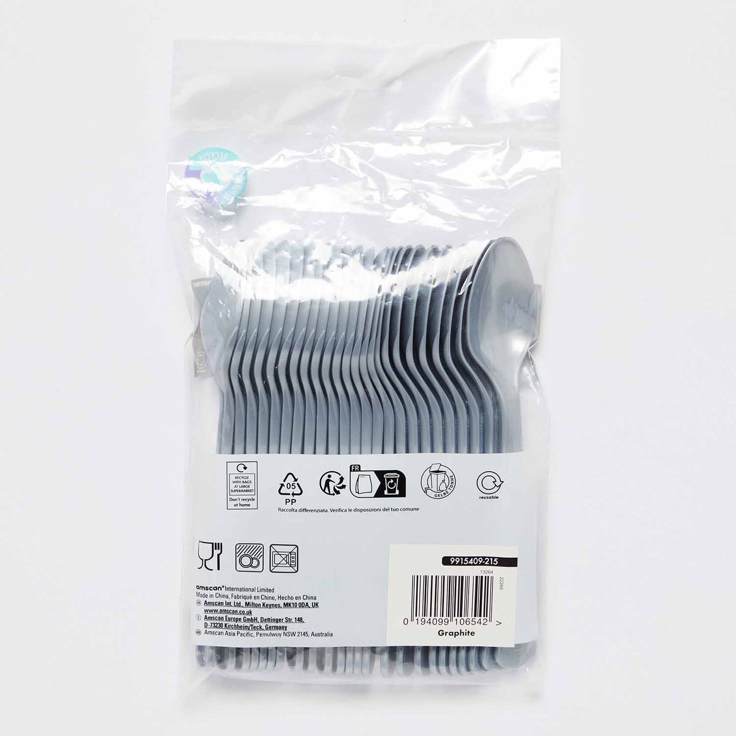 9915409 - Graphite Plastic Spoons - 12 PKG/24