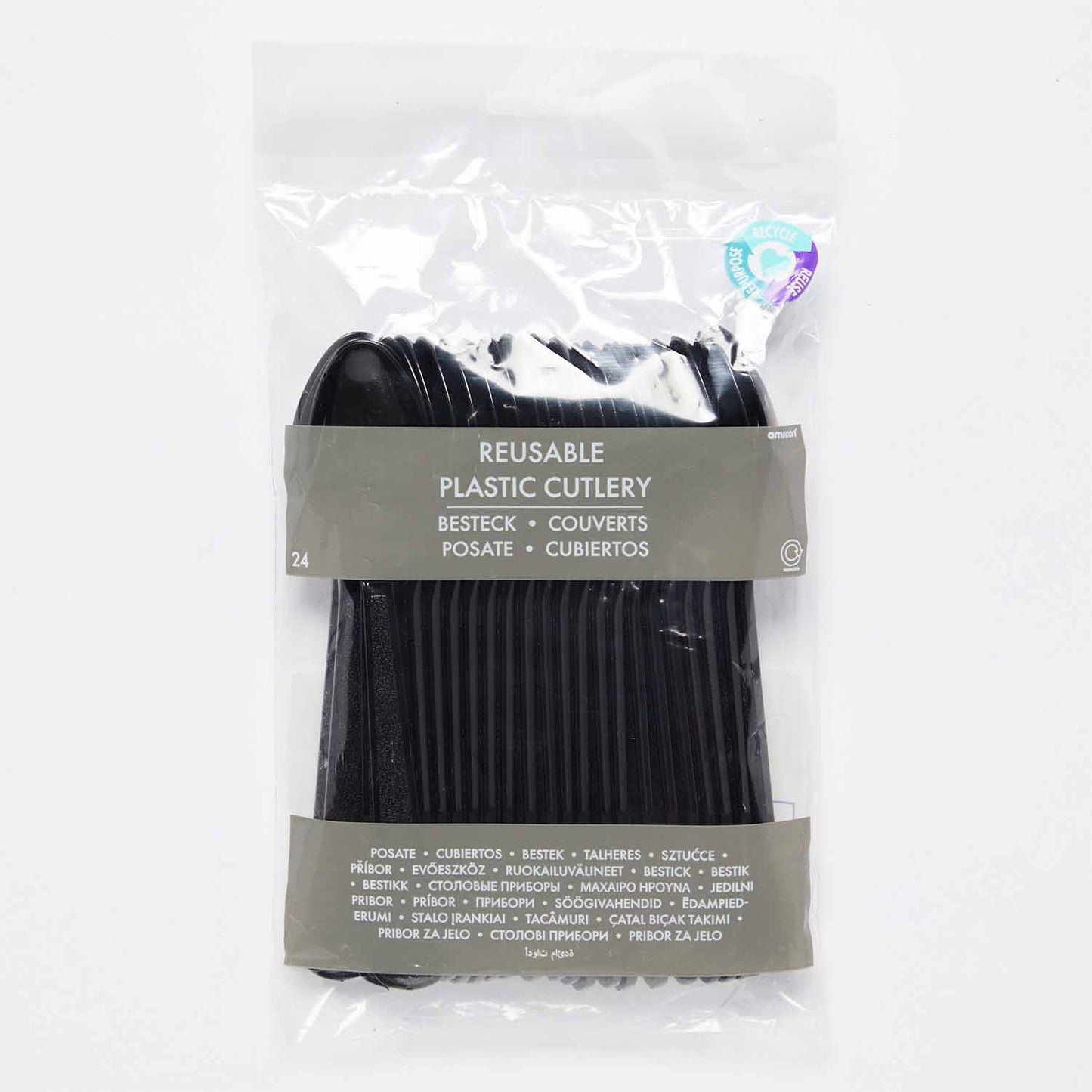 9915409 - Charcoal Plastic Spoons - 12 PKG/24