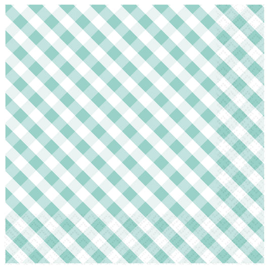 9916378 IP X18 - Duck Egg Gingham Luncheon Napkins 33cm - 18 PKG/20