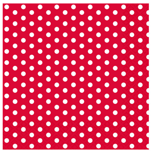 9916380 IP X18 - Red & White Spot Luncheon Napkins 33cm - 18 PKG/20