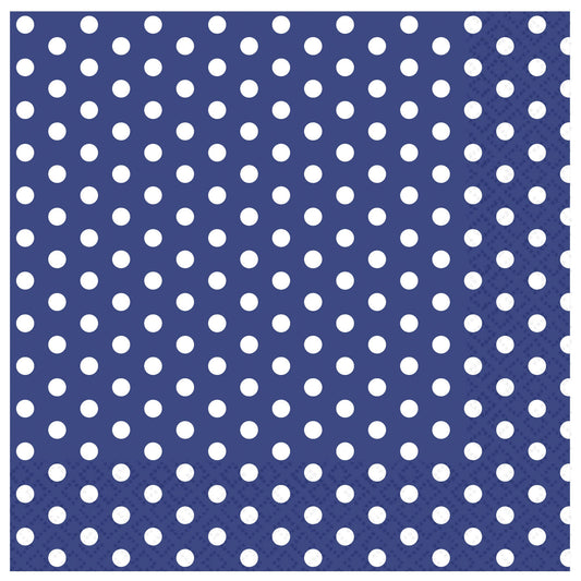 9916381 IP X18 - Blue & White Spot Luncheon Napkins 33cm - 18 PKG/20