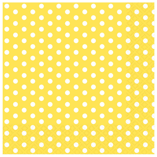 9916382 IP X18 - Yellow & White Spot Luncheon Napkins 33cm - 18 PKG/20