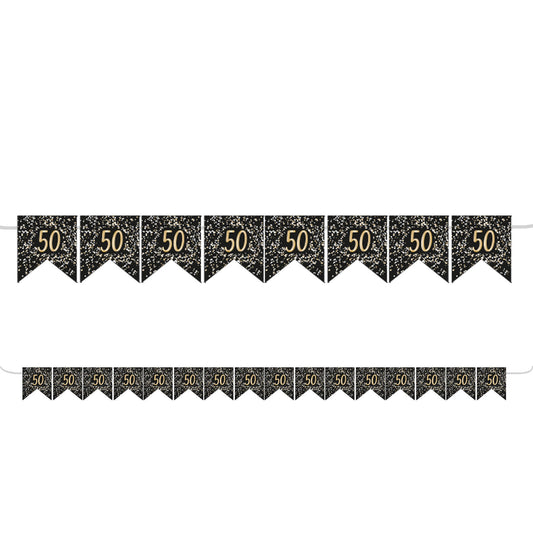 9915203 IP X6 - Gold Celebration 50th Flag Bunting 3.25m - 6 PC
