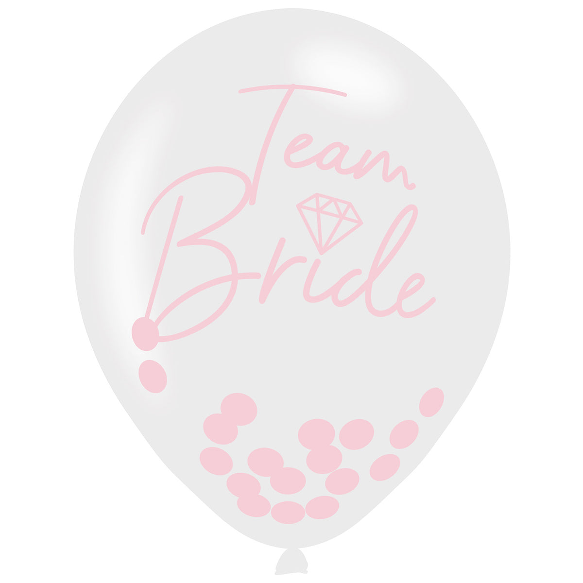 9909906 IP X6 - Team Bride 1 Colour Print Latex Balloons with Confetti filling 11"/27cm - 6 PKG/6