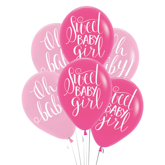 9904498 IP X6 - Floral Baby 4 Sided Latex Balloons 11"/28cm - 6 PKG/6