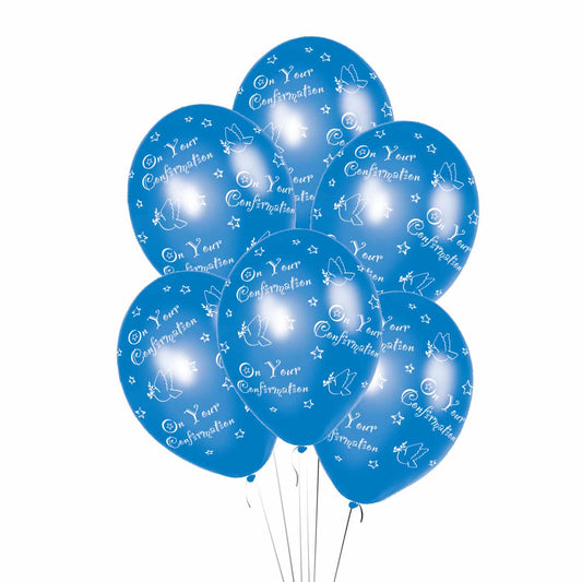 992301 IP X10 - Confirmation Blue Printed Latex Balloons 11"/27.5cm - 10 PKG/6