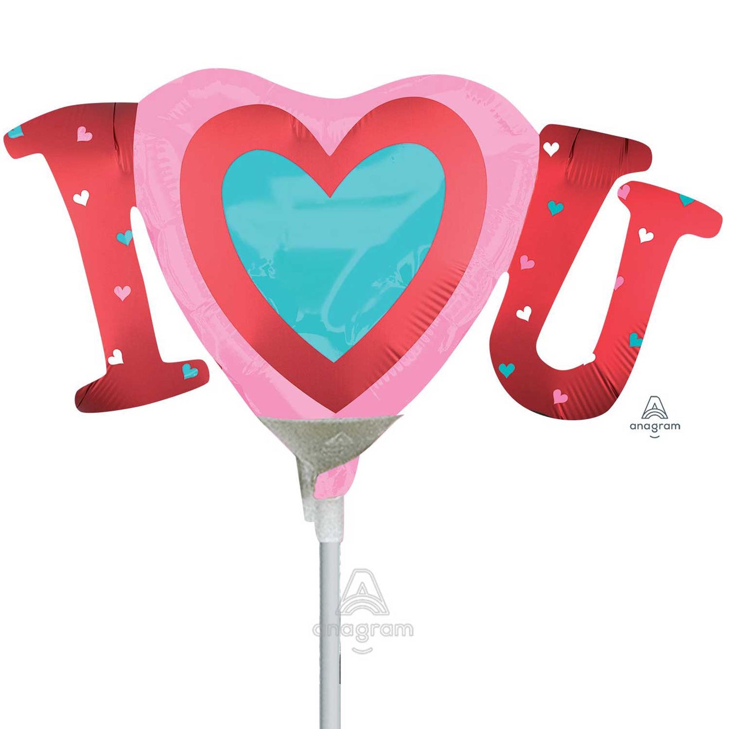 3888202 IP X5 - I Heart You MiniShape Satin Luxe Uniflated Foil Balloons A30 - 5 PC