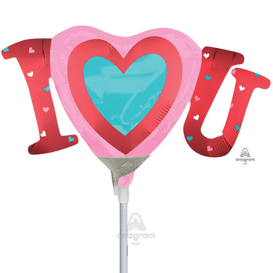 3888202 IP X5 - I Heart You MiniShape Satin Luxe Uniflated Foil Balloons A30 - 5 PC