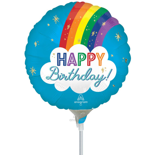 4591009 IP X5 - Happy Birthday Rainbow Mini Uninflated Foil Balloons A15 - 5 PC