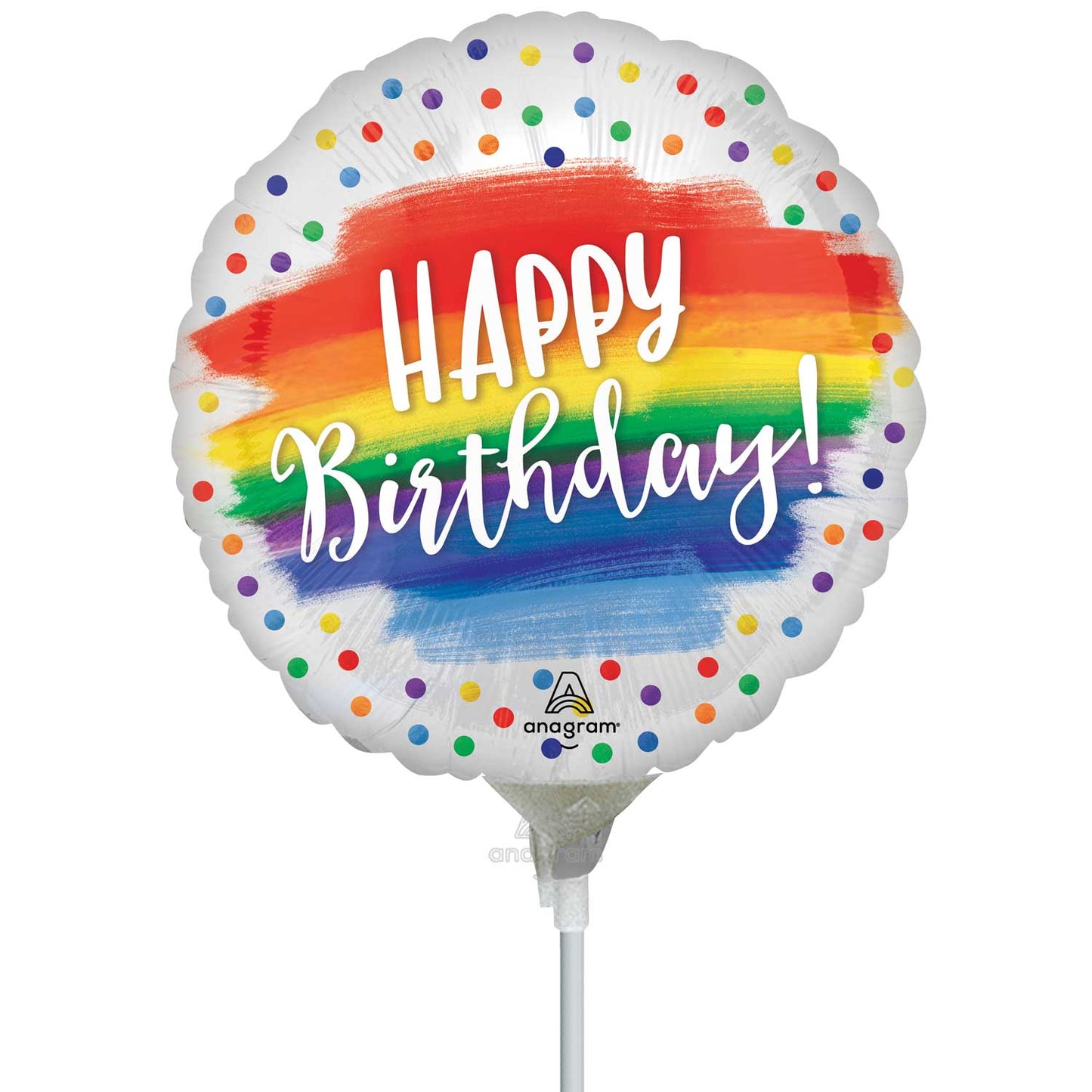 4591409 IP X5 - Happy Birthday Dots Mini Uninflated Foil Balloons A15 - 5 PC