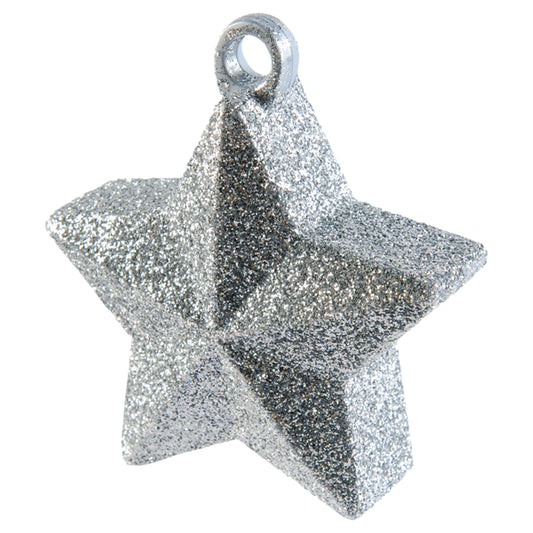 Silver Glitter Star Balloon Weights 170g/6oz - 12 PC