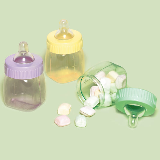 Fillable Multi Colour Baby Bottle Favours - 4 PKG/6
