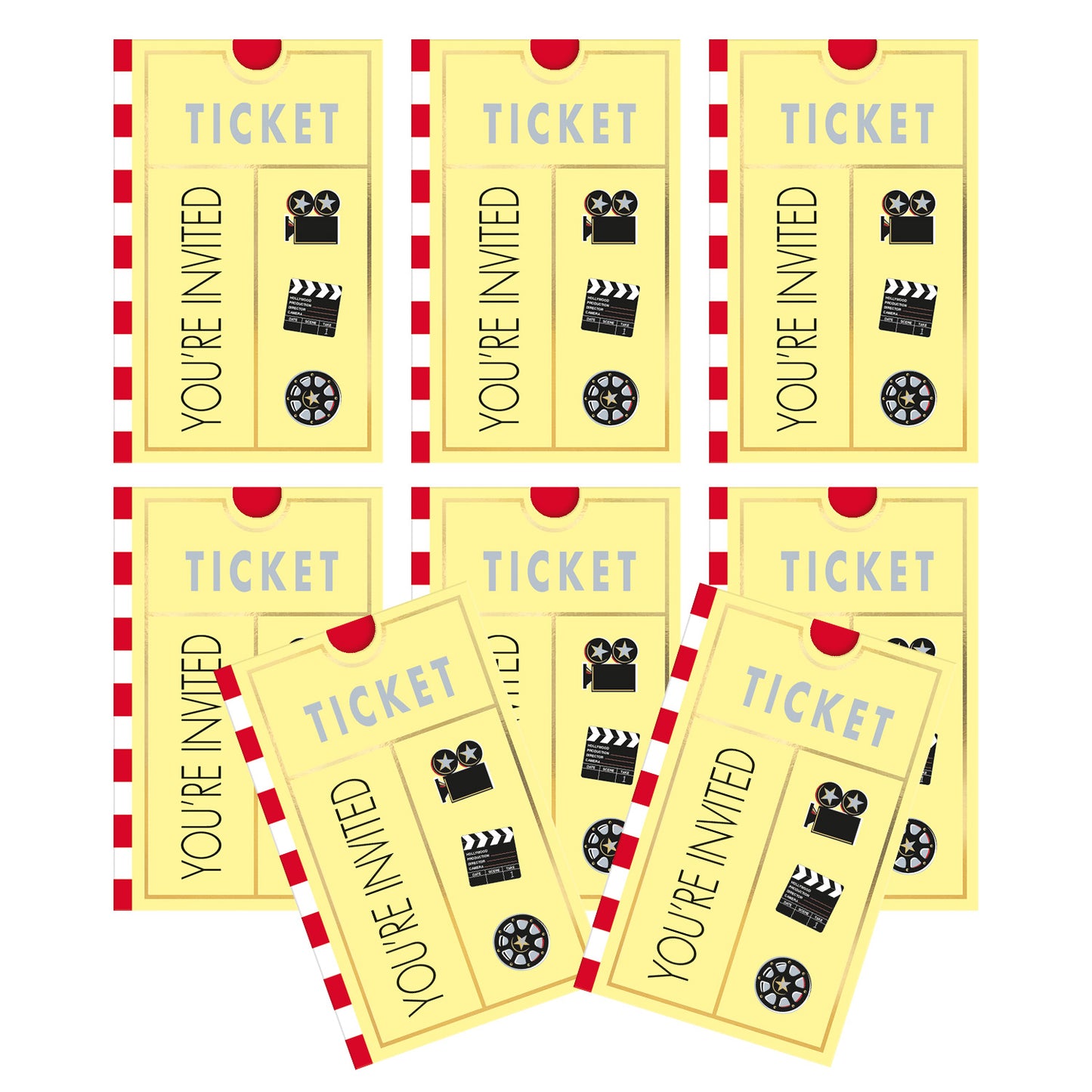 499122 IP X6 - Lights! Camera! Action! Folded Invitations - 6 PKG/8