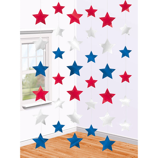 672073 IP X12 - USA Star String Decorations 2.1m - 12 PKG/6