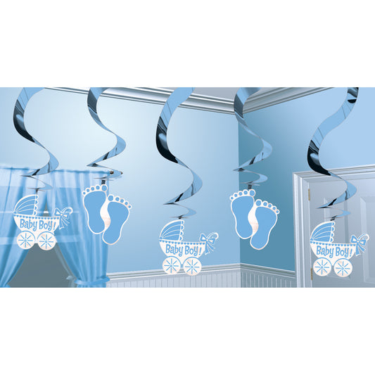 679659 IP X6 - Baby Boy Hanging Swirl Decorations - 61cm 6 PKG/5