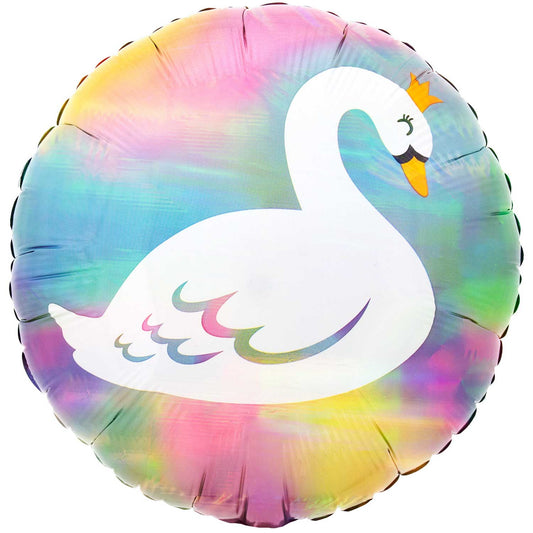 4121201 IP X5 - Pastel Swan Holographic Iridescent Standard HX Foil Balloons S40 - 5 PC