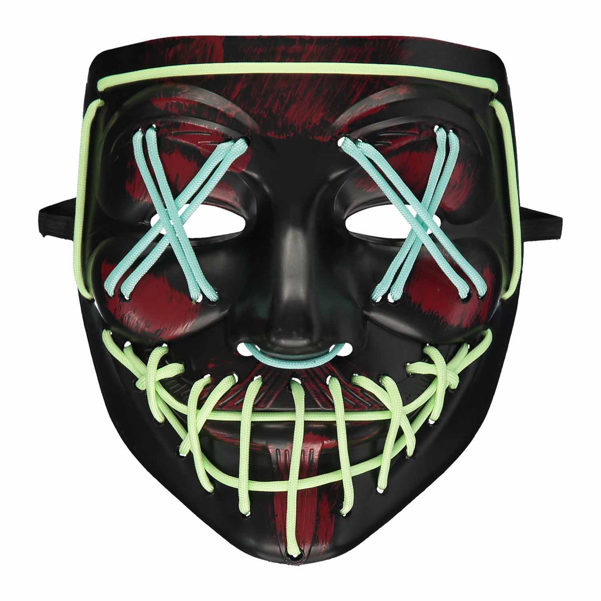 Glow in the Dark Black & Red Mask - Adult One Size - 8 PC