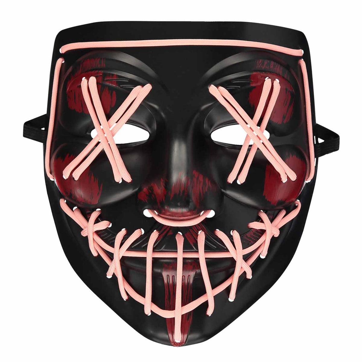 Glow in the Dark Black & Red Mask - Adult One Size - 8 PC