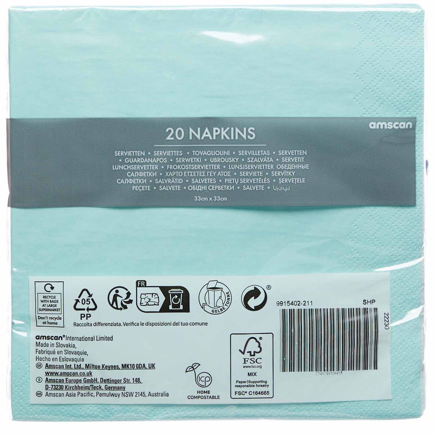 9915402 - Duck Egg Luncheon Napkins 33cm - 18 PKG/20