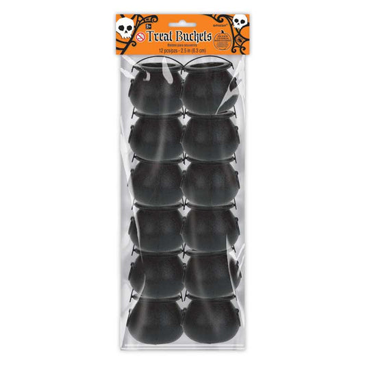 Cauldron Treat Plastic Buckets 6cm X 6 packs of 12