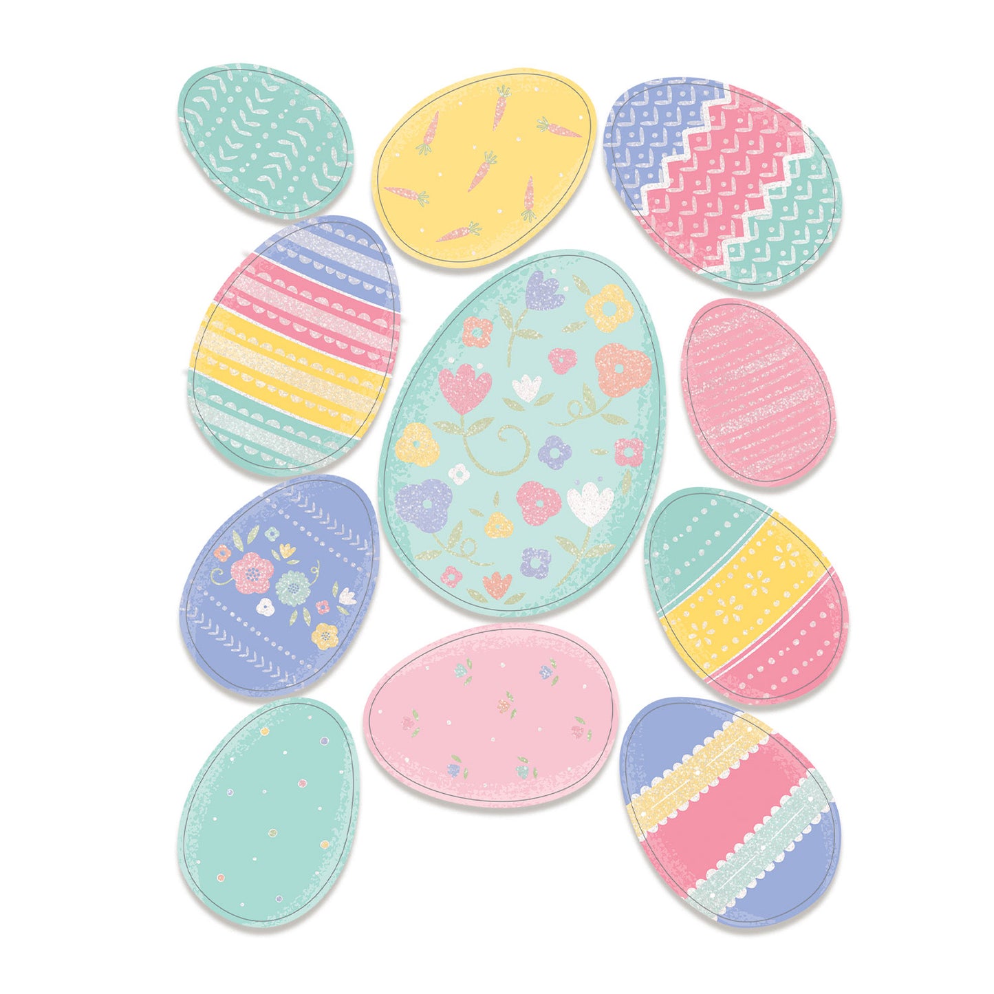 243627 IP X18 - Easter Egg Glitter Window Decorations X 18