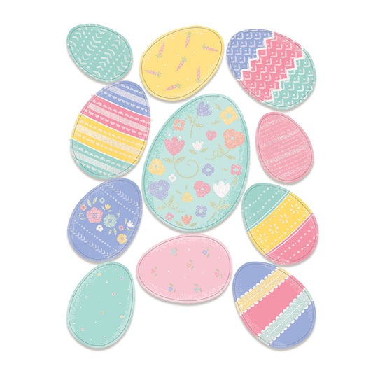243627 IP X18 - Easter Egg Glitter Window Decorations X 18