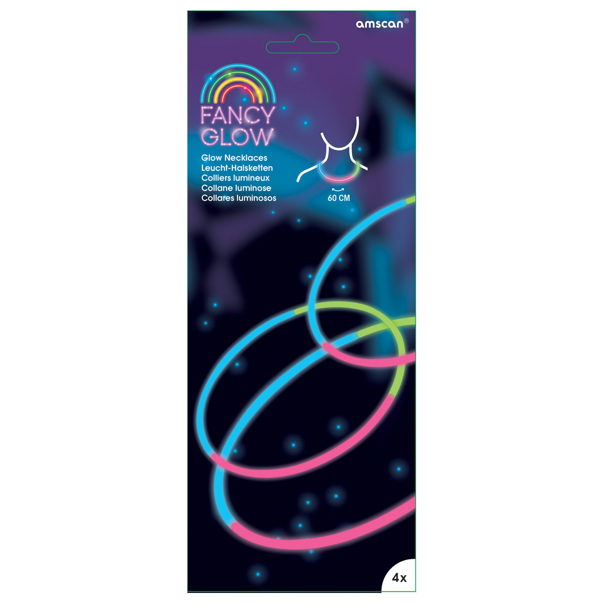 9902330 IP X6 - Fancy Glow Tri-Colour Necklaces 60cm - 6 PKG/4