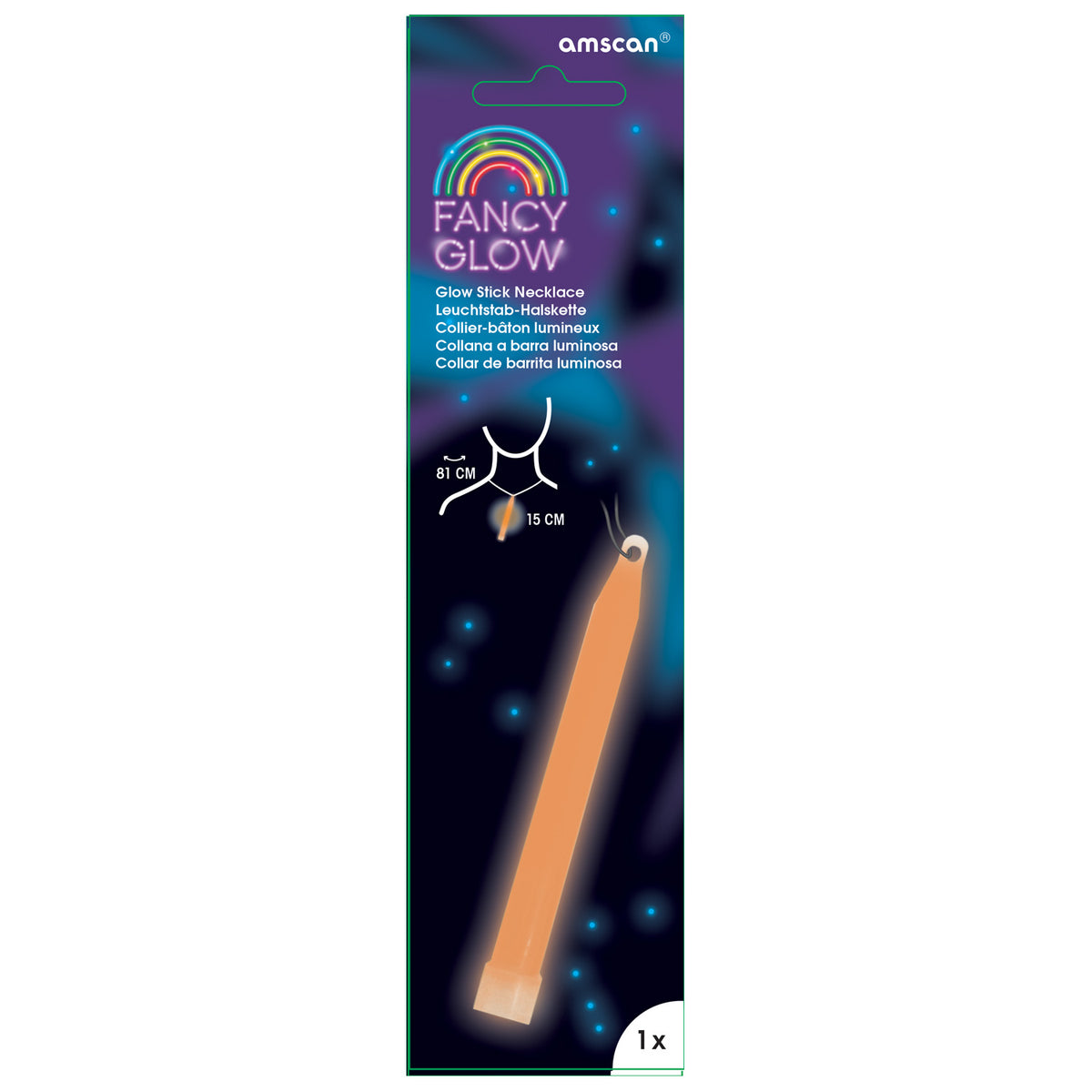 9902337 IP X6 - Fancy Glow Orange Stick Necklaces 15cm - 6 PC