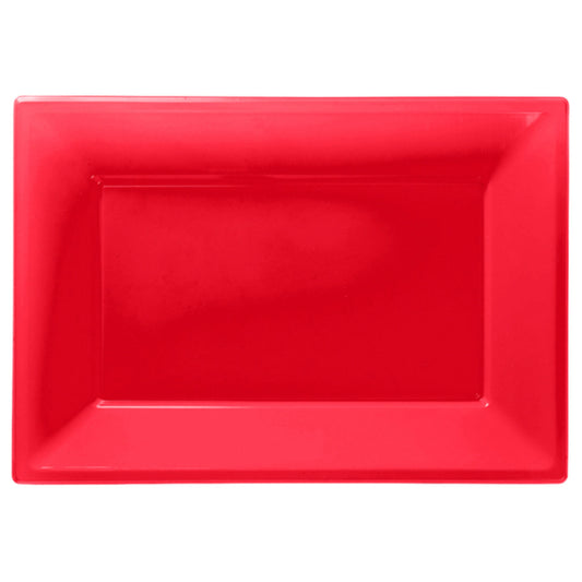 997424 IP X6 - Apple Red Plastic Serving Platters - 6 PKG/3
