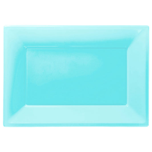 997439 IP X6 - Caribbean Blue Plastic Serving Platters - 6 PKG/3