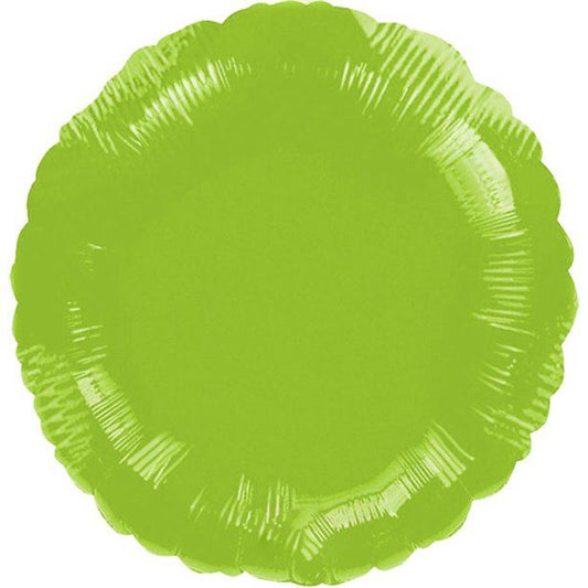 Metallic Lime Green Circle Standard Unpackaged Foil Balloons S15 - 10 PC