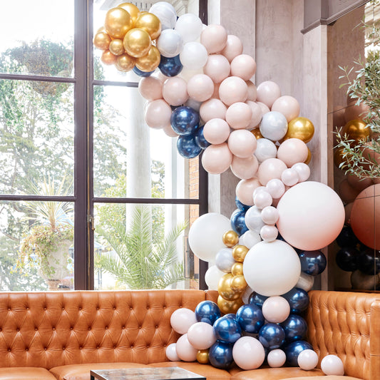 Luxe Marble, Navy & Gold Chrome Balloon Arch Kit- 5 Inner Pack