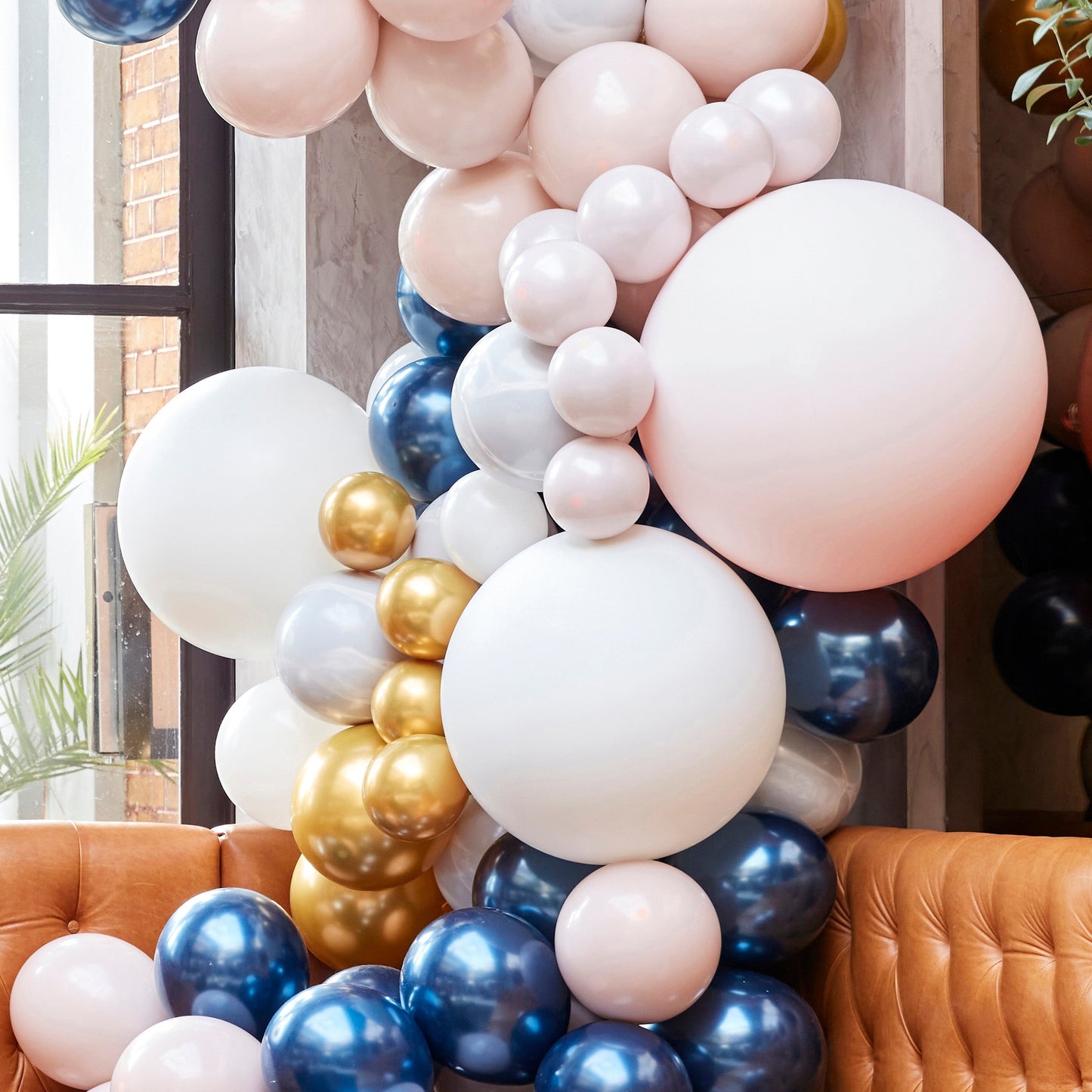 Luxe Marble, Navy & Gold Chrome Balloon Arch Kit- 5 Inner Pack