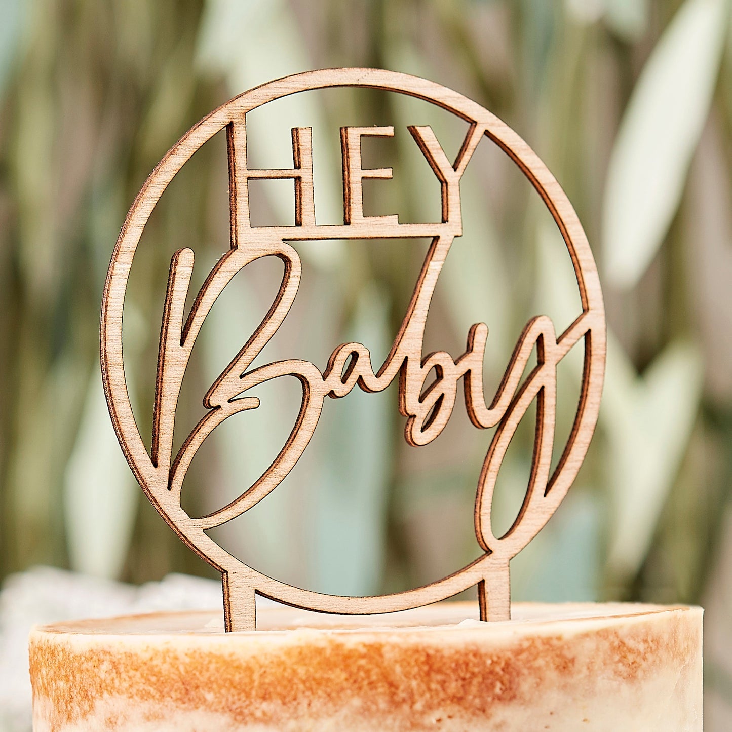 Wooden Hey Baby Shower Cake Topper- 5 Inner Pack