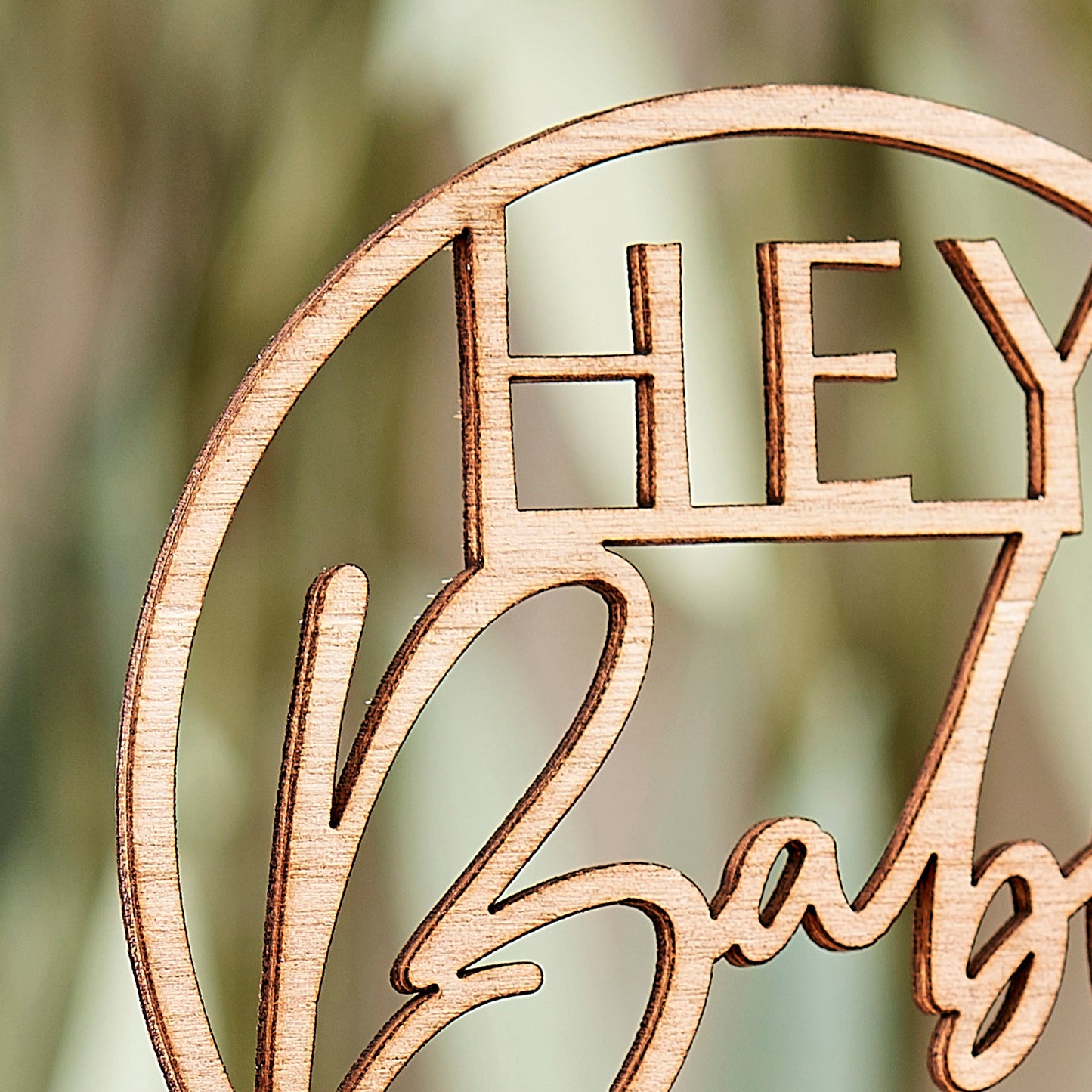 Wooden Hey Baby Shower Cake Topper- 5 Inner Pack