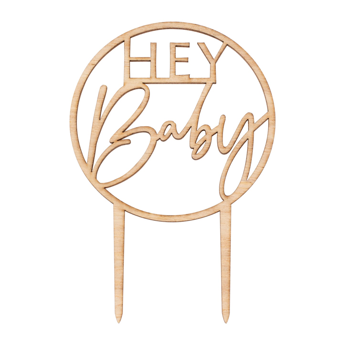 Wooden Hey Baby Shower Cake Topper- 5 Inner Pack