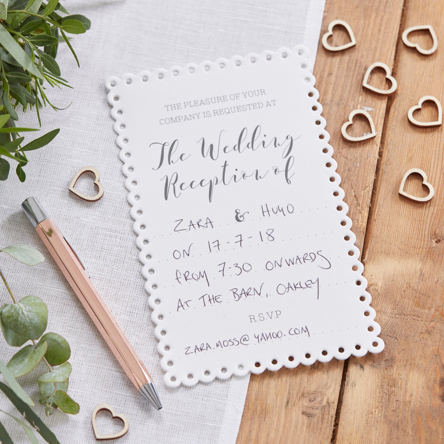 Scalloped Evening Invitations - Beautiful Botanics- 10 Inner Pack