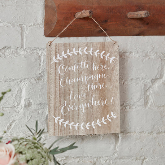 Confetti Here, Drinks There, Love Everywhere Wooden Sign - Boho- 5 Inner Pack