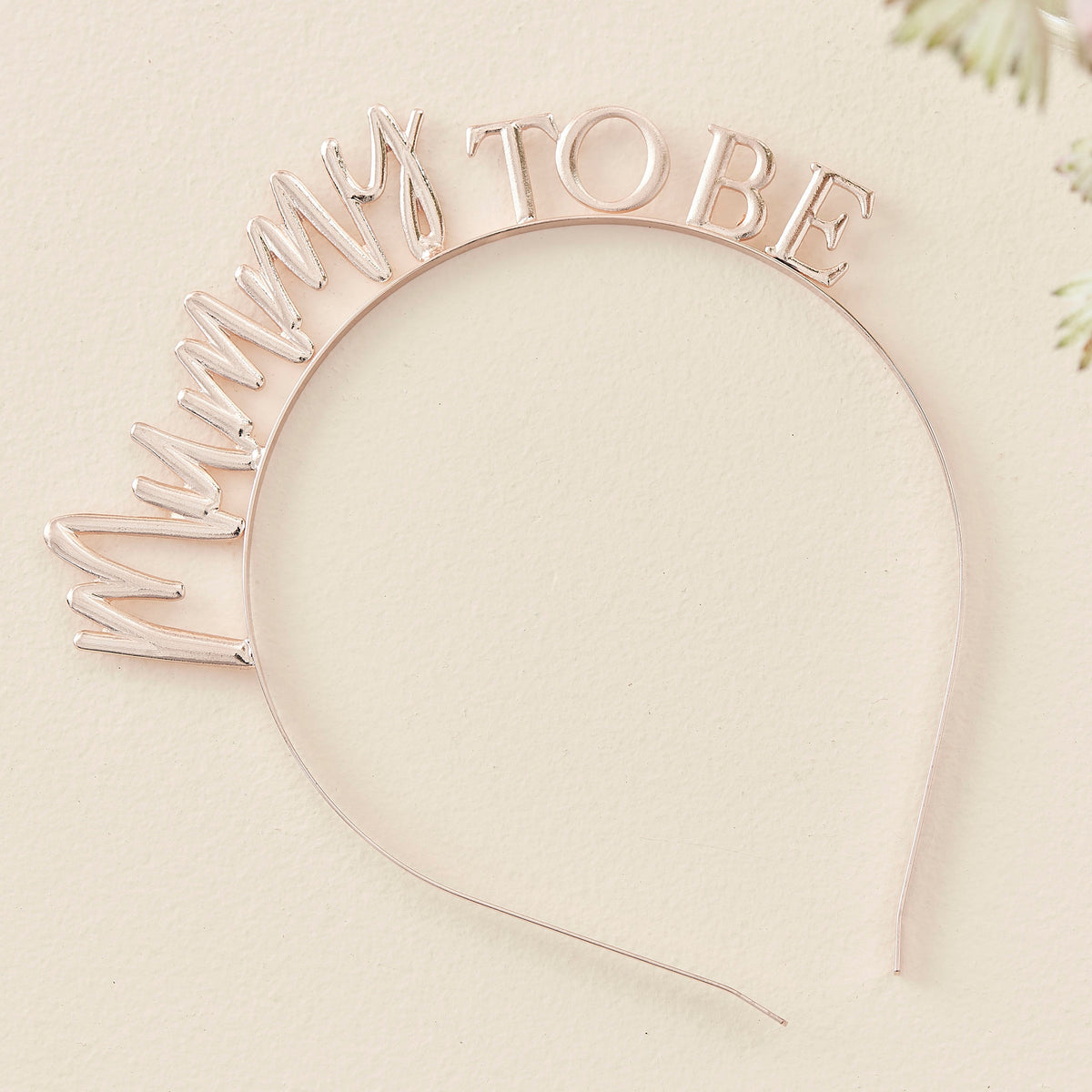Rose Gold Metal Mummy To Be Baby Shower Headband- 5 Inner Pack