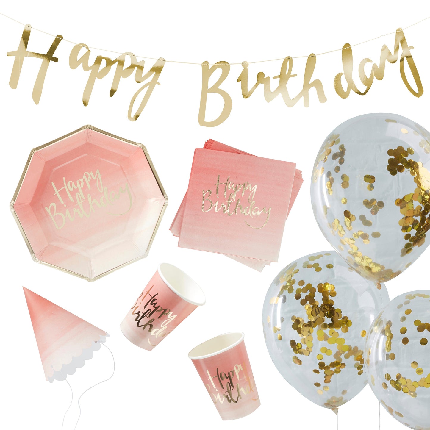 Pink and Gold Ombre Party In A Box- 5 Inner Pack