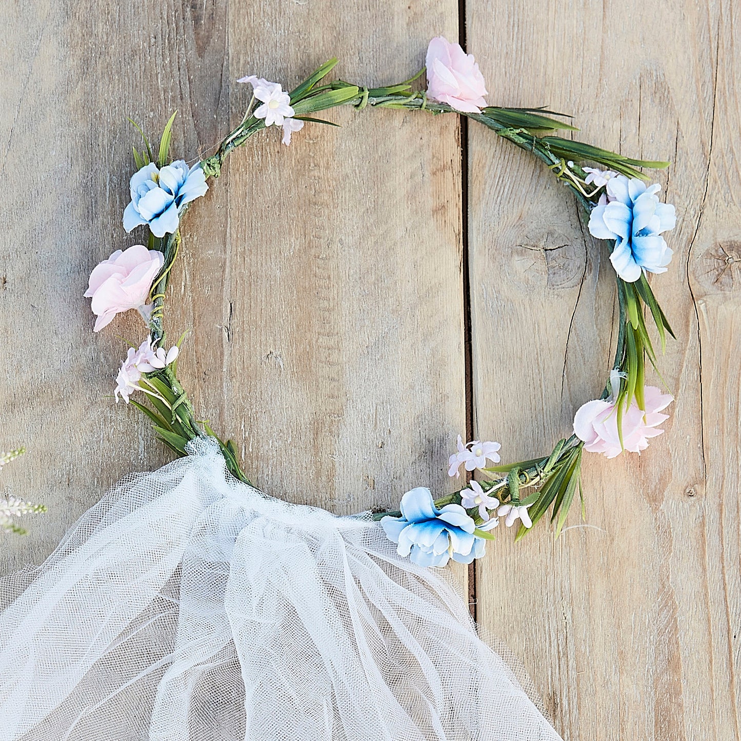 Bride To Be Hen Party Veil with Floral Crown- 5 Inner Pack